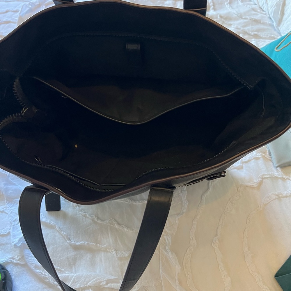 COACH -Signature Black Leather Tote Bag - Carryall - Picture 3 of 6